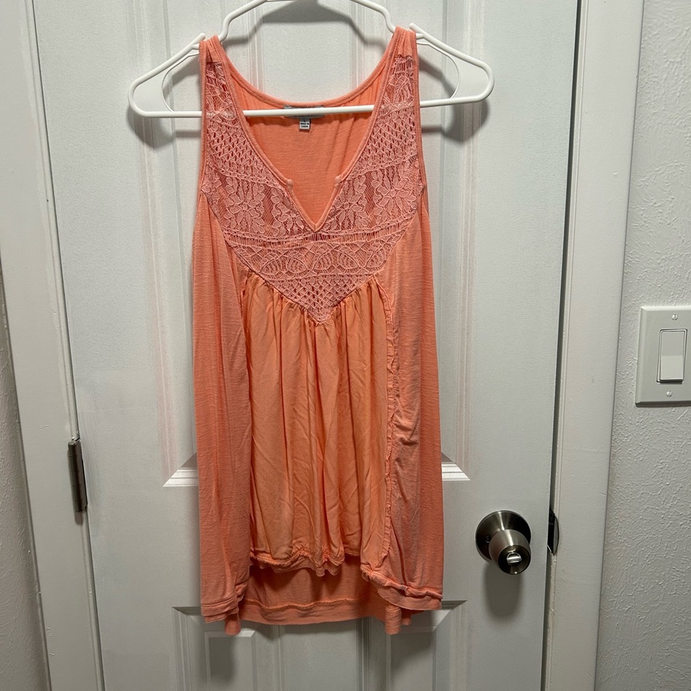Coral Lace Detail Tank Top